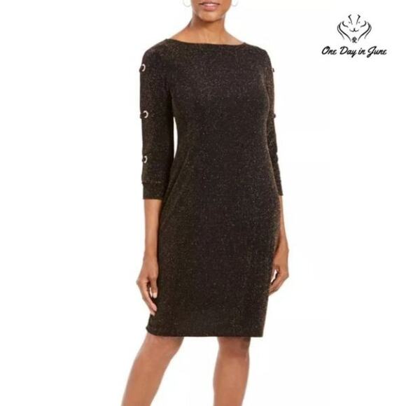 JM Collection Grommet Sleeve Sheath Dress Size M - Picture 1 of 3